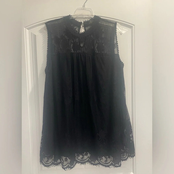 Worthington Tops - Black plus size top with beautiful lace accents sleeveless